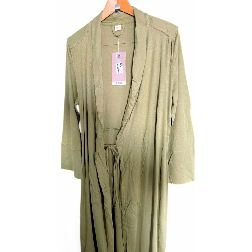 GOUMI Artichoke Green Viscose Bamboo Bathrobe Size XS/S NEW - Picture 4 of 6